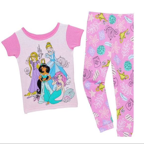 NEW Girl’s Disney Princess 4-piece Pajamas set -pink/mint - Picture 10 of 10